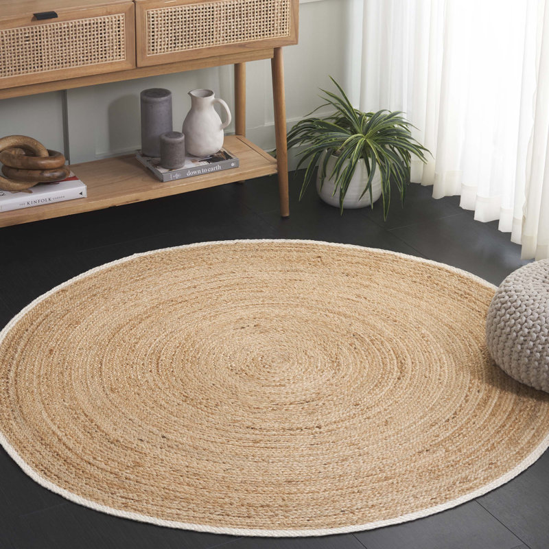 Natural Fiber Hand Woven Jute Pile Rug, Round 5'