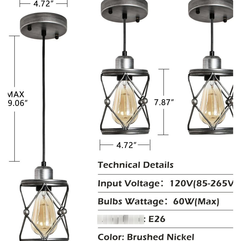 Luminaire suspendu industriel industriel ajustable argenté pour cuisine, salle à manger, couloir - méthode d'éclairage vers le bas avec éclairage rétro pour les espaces intérieurs comme les bars, les clubs et les balcons
