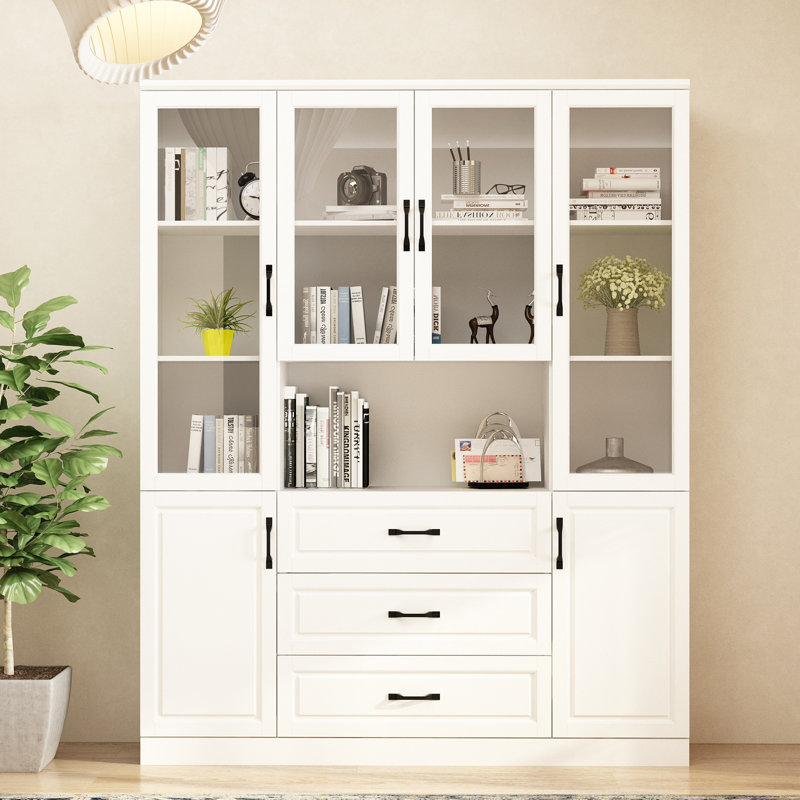63''W Dining Cabinet With Drawers And Glass Doors