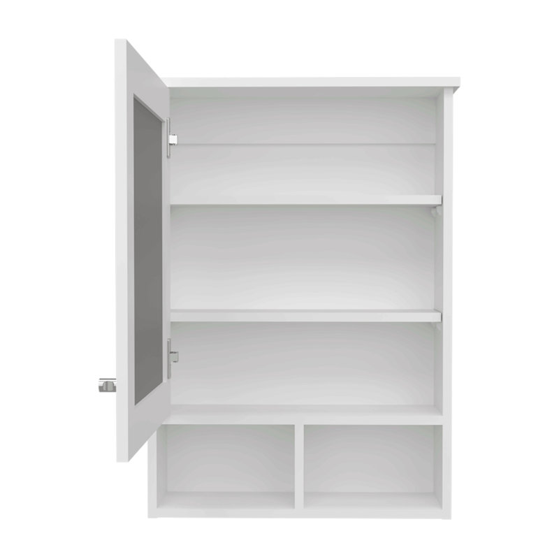 Pharmacie H 29 po, avec 5 tablettes, 1 porte et 1 miroir, Blanc