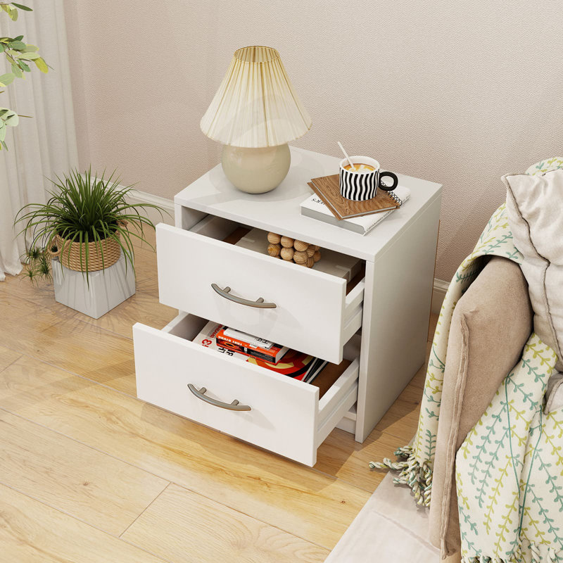 38cm W Particle Board Bedside Table, White