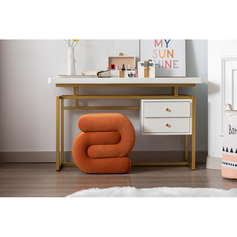 Repose-pieds avec repose-pieds (seulement avec repose-pieds), Velours orange