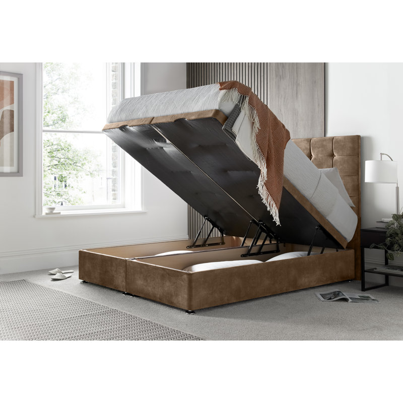 Florida Conistan Ottoman Storage Bed with Floor Standing Headboard, Double (4'6), Mink