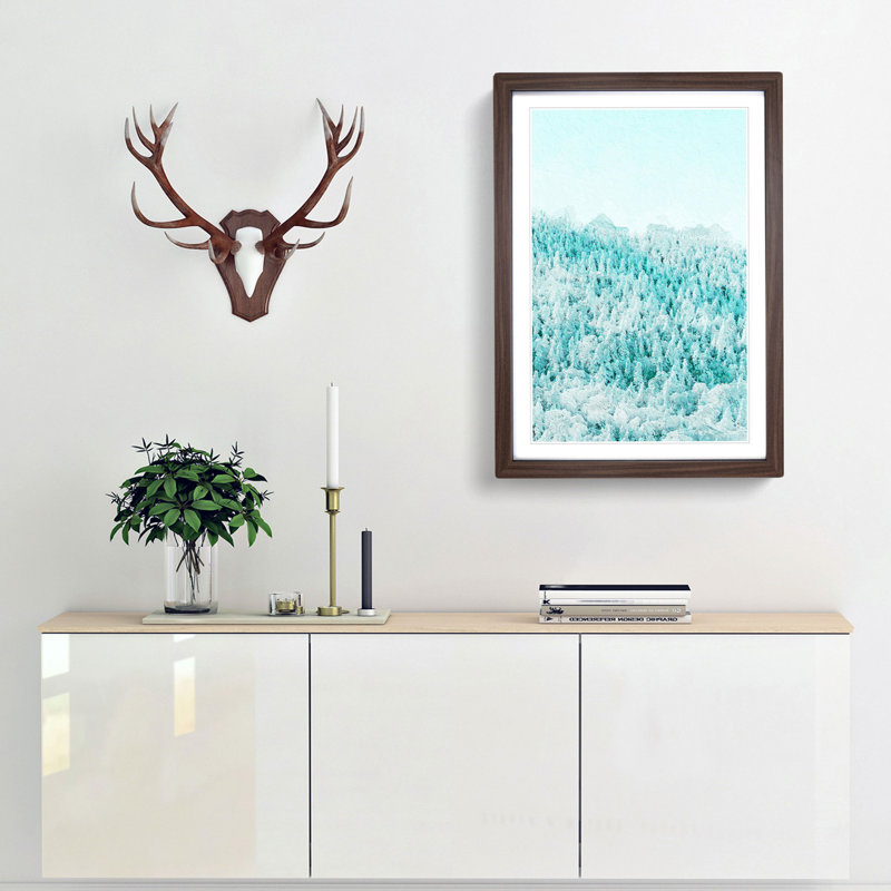 A Winter Forest Abstract Art - Framed Print, 63cm H x 45cm W x 2cm D, Walnut Framed