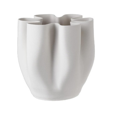 Off-White 3D Printed Ceramic Bowl Vase - White