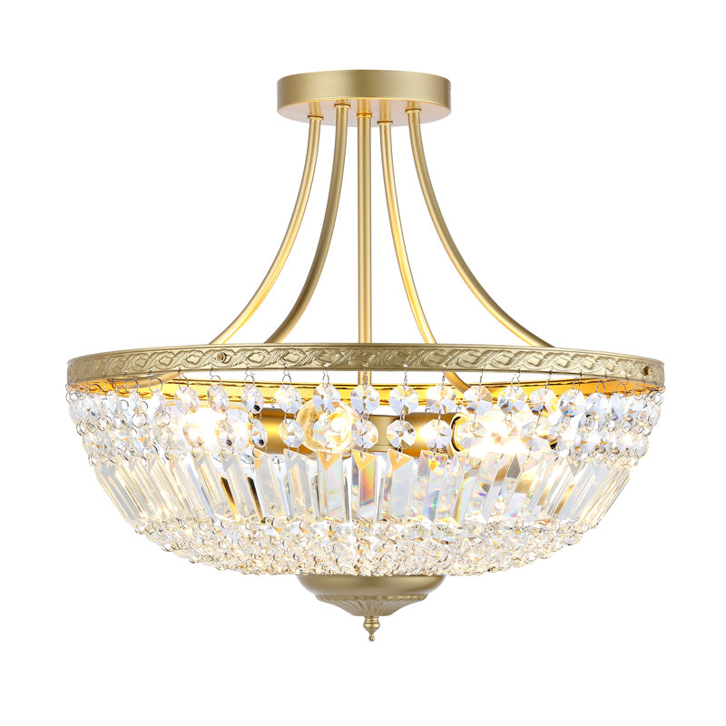 Follett 5-Light Dimmable Crystal Empire Chandelier, Gold