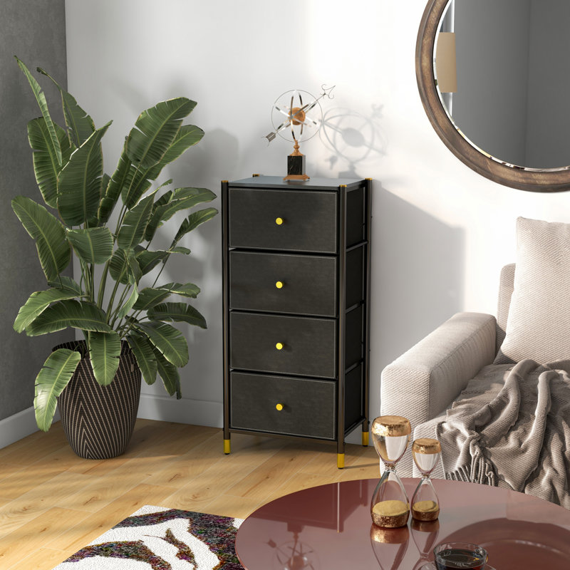 Commode 4 tiroirs 23103, Noir