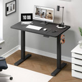Ergonomic Home Office Height Adjustable Standing Desk Whole-Piece Desktop with Hooks
