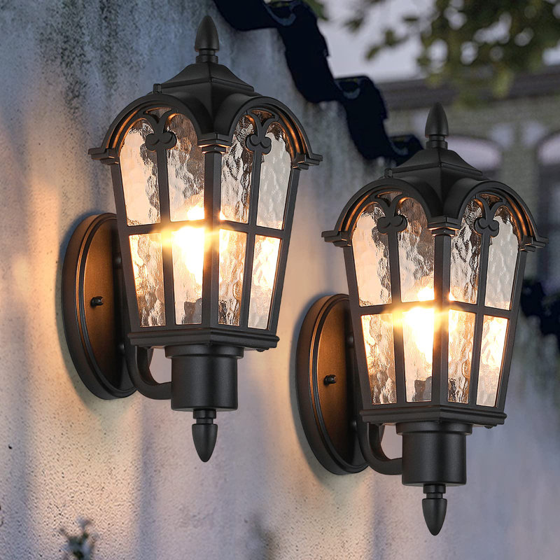 Outdoor Wall Light Fixtures Wall Mounted Exterior Waterproof Porch Lights Wall Lanterns Outside Wall Sconces With Water Ripple Glass For H