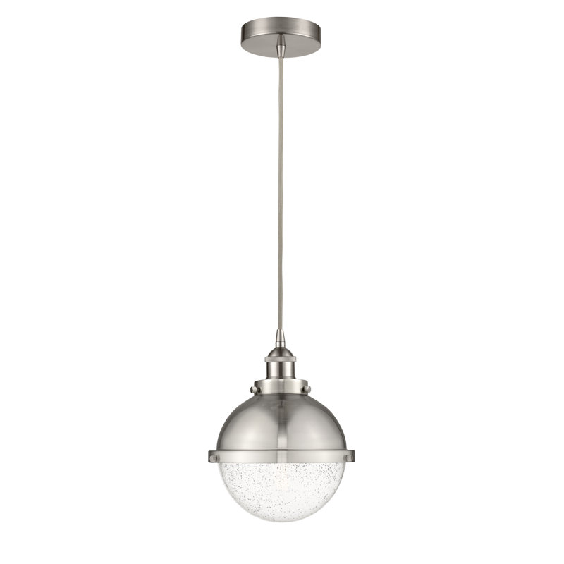 Lashante 1 - Light Single Pendant, 12.13" H x 9" W x 9" D, Brushed Satin Nickel, Seedy