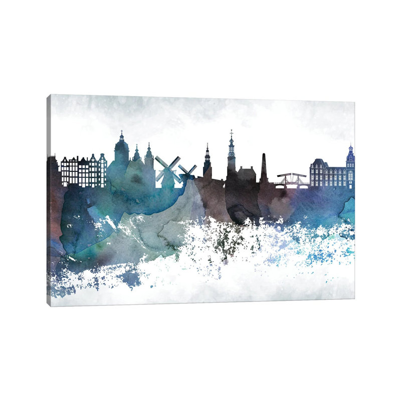 Amsterdam Bluish Skylines 1 Piece Wrapped Canvas Wall Art, 30.48 cm H x 45.72 cm W
