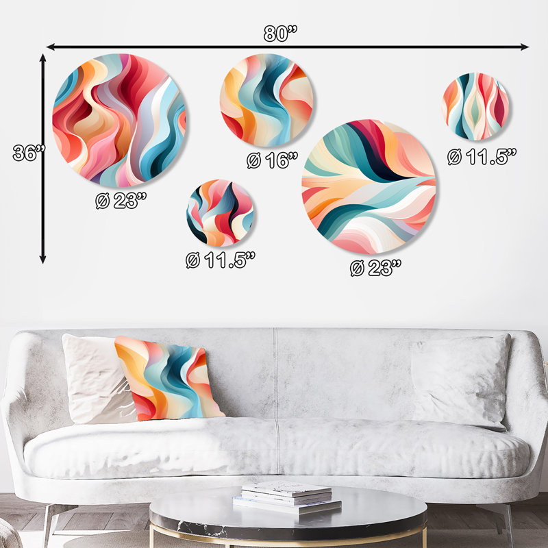 Cylus - ensemble d'art abstrait mural rond moderne de 5