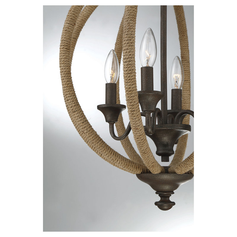 Lustre sphérique à 4 lumières de style bougie avec détails en corde Windall