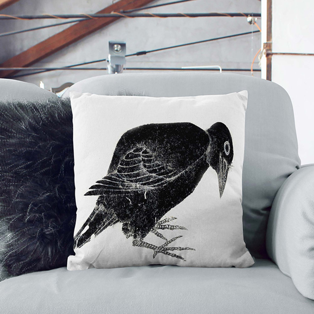 Crow by Katsushika Hokusai Cushion with Filling