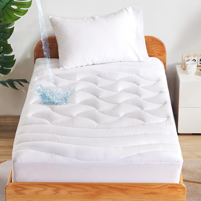 Protège-matelas matelassé imperméable et matelassé, Grand lit, Blanc