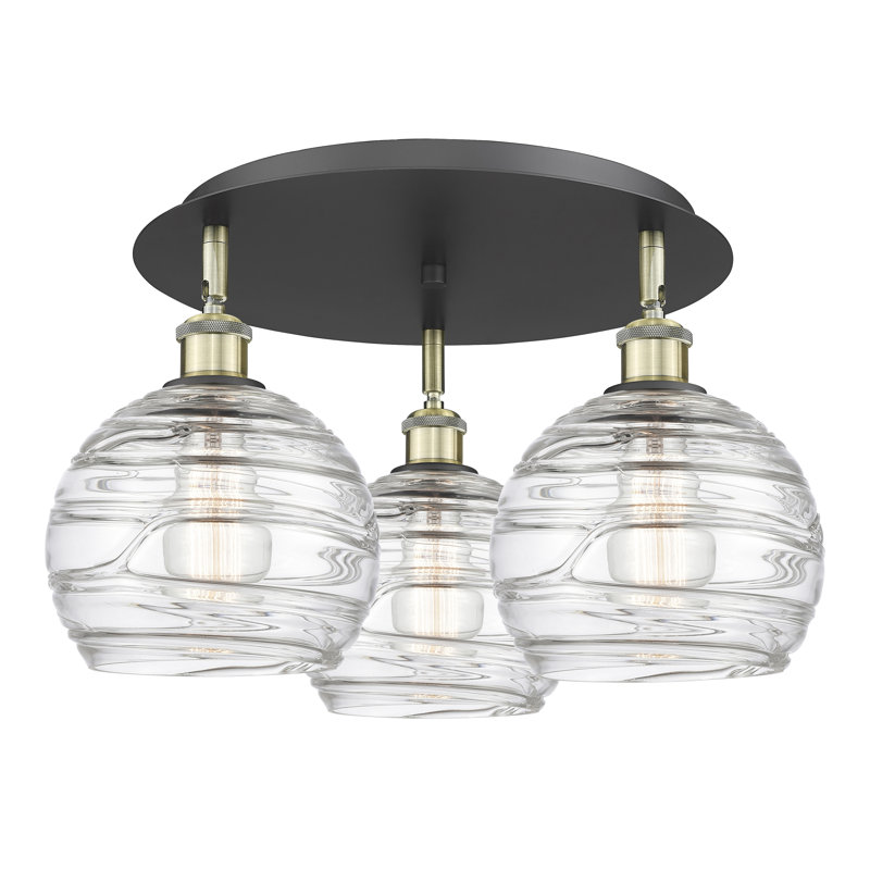 Essex Glass Flush Mount, Black Antique Brass, 12.63" H x 21.75" W x 21.75" D