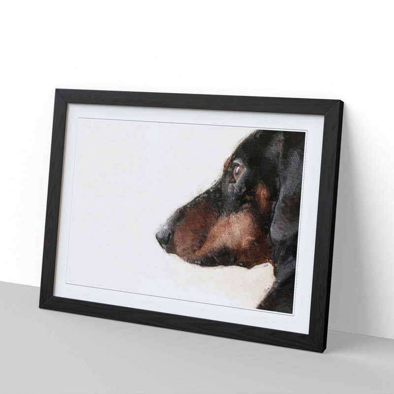 Dachshund Dog - Picture Frame Painting Print, 48cm H x 65cm W x 2cm D, Black Framed