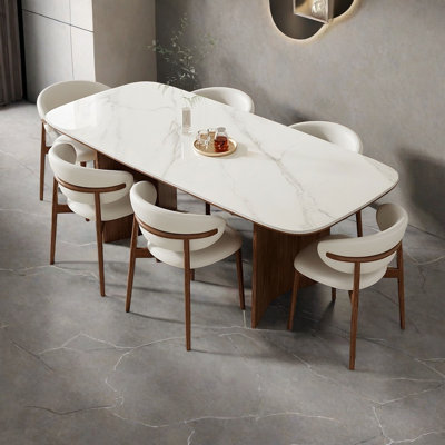 V-shaped rock plate dining table and chairs
