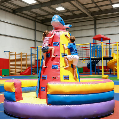Relunch 15x15ft Commercial Fun Rock Climb Wall Bounce House For Big Kids, (1100w Blower) (100% Pvc), Inflatable Obstacle Course Outdoor Climbing Game For Backyard Lawn Family Party