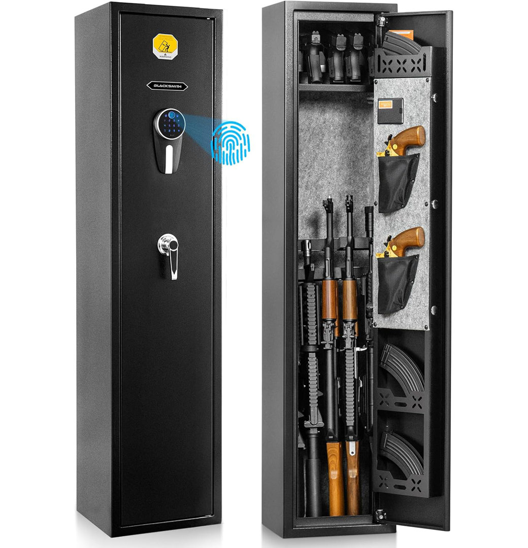 Gun Safe Lock, Digital Quick Access Fingerprint Gun Cabinet Pro-SF0104 Dual Alarm Blacksmith
