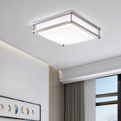 14 Inch LED Square Flush Mount Ceiling Light – 20W Dimmable, 4000K Cool White, Brushed Nickel Finish – Modern Ceiling Fixture for Living Room, Bedroom, Kitchen & More