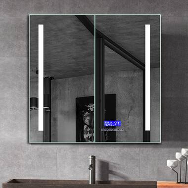 Ebern Designs Lablanc 16'' W 26'' H Recessed Frameless Medicine Cabinet  with Mirror and 6 Adjustable Shelves & Reviews