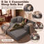 Canapé-lit convertible de 63 po 4-en-1, canapé modulaire en velours côtelé avec ensembles de cadres, futon moderne pour salon, base antidérapante, sans assemblage-252208076