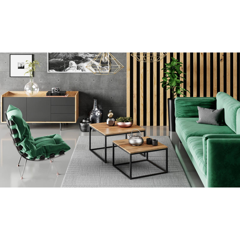 Elcid Sled Coffee Table, Maple, 42 cm x 70 cm x 70 cm