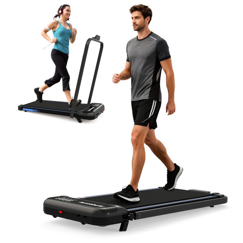 Tapis de course 3 en 1 pliable sous bureau, avec inclinaison à 9 %, moteur de 2,5 ch, vitesse de 1 à 8 km/h, télécommande, écran DEL, appareil de conditionnement physique multifonctionnel pour bureau, réglage silencieux, idéal pour la salle de sport.