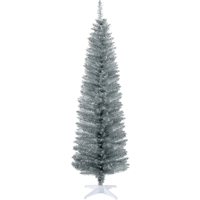 Arbre de Noël artificiel 6 pi avec arbre de Noël mince 6 pi avec 390 branches réalistes et base en plastique