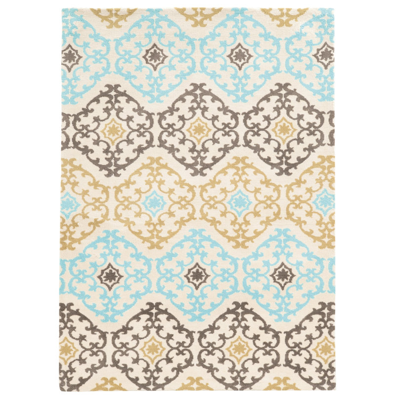 Hand Tufted Damask Indoor Rug, Rectangle 8' x 10'
