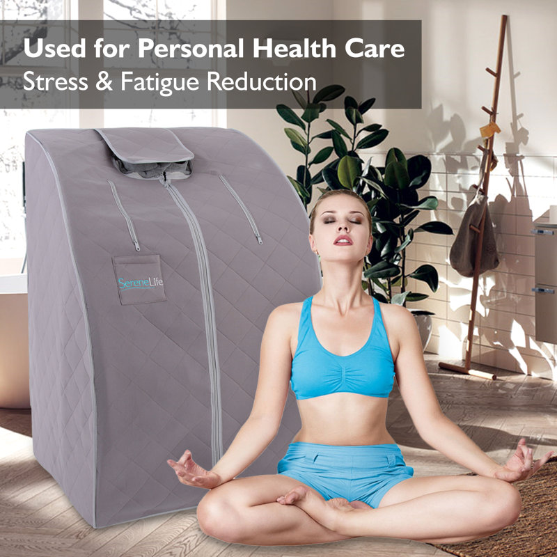 Gray Portable Infrared Sauna with Heating Foot Pad and Chair