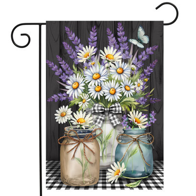 Lavender And Daisies Checkered Garden Flag