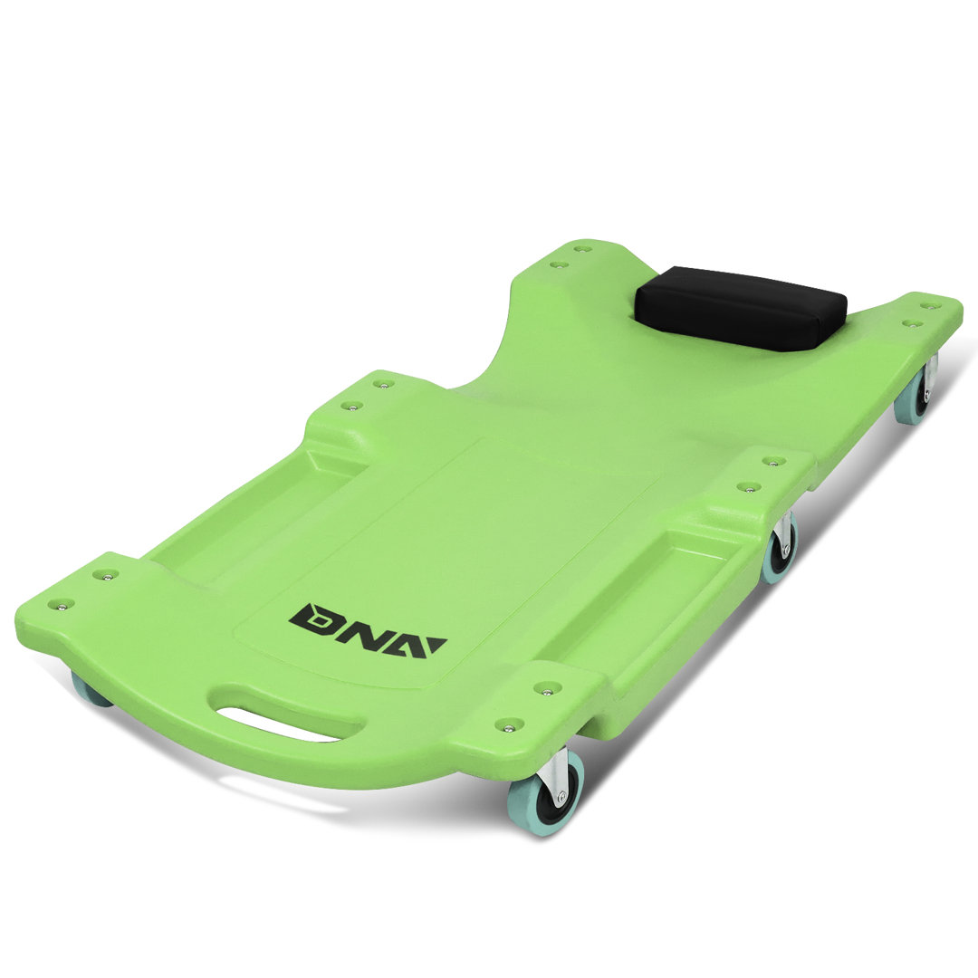 Low Profile Plastic Rolling Garage Shop Creeper With Padded Headrest,Tool Trays & 6Pcs Casters (Blue) DNA Motoring