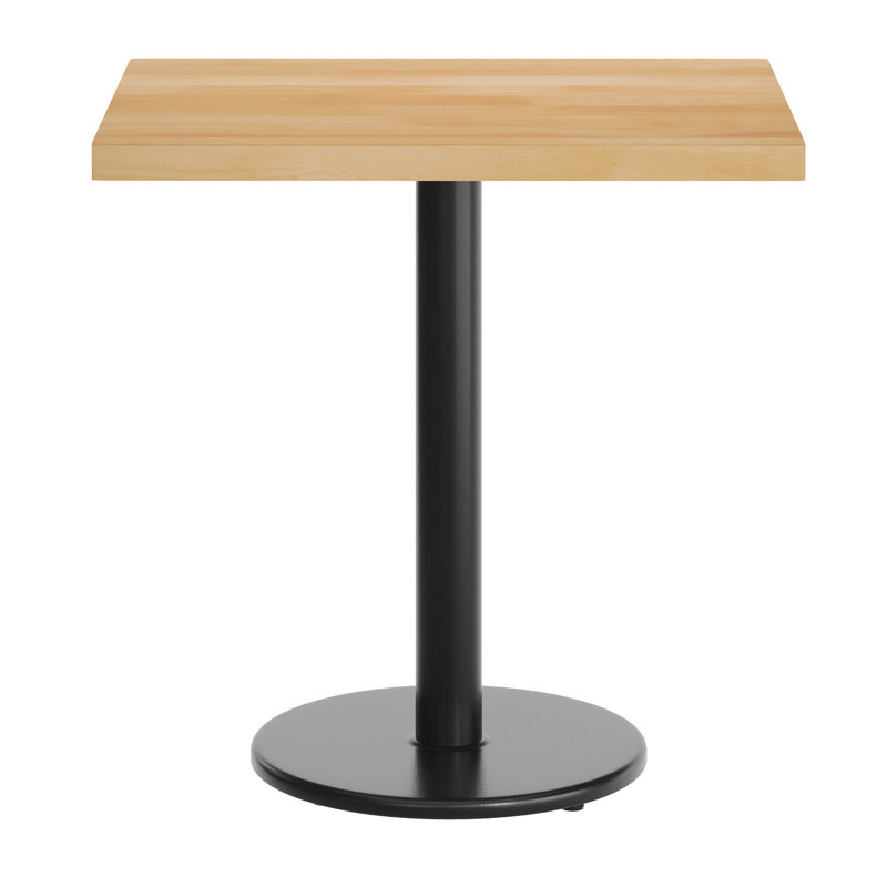 Plateau de table commercial en bois massif de L 30 po x l 24 po avec base de salle à manger à hauteur de 18 po, Bois naturel