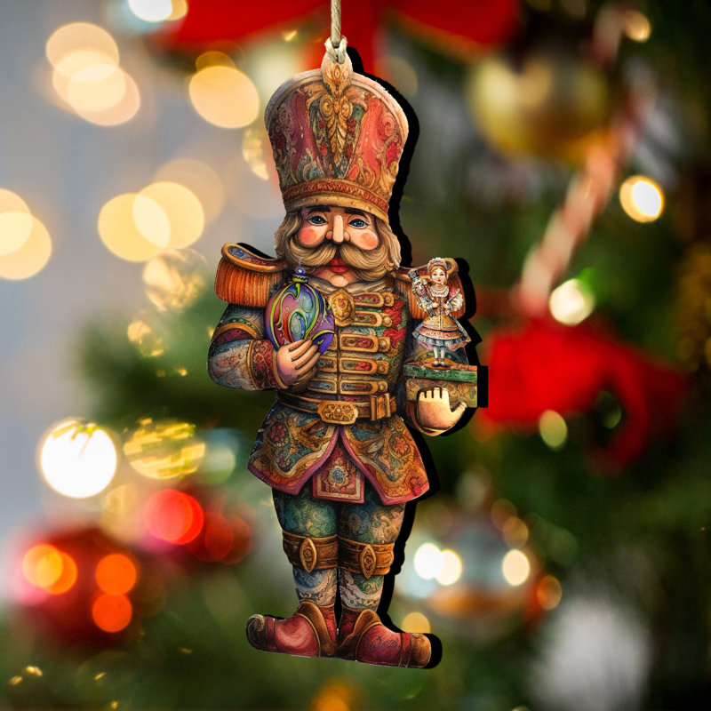 Nutcracker with Clara Wooden Ornament by G. Debrekht