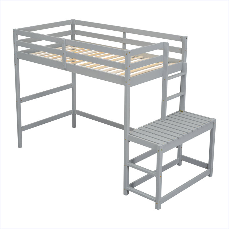 Lit mezzanine simple avec plateforme à échelle, Gris