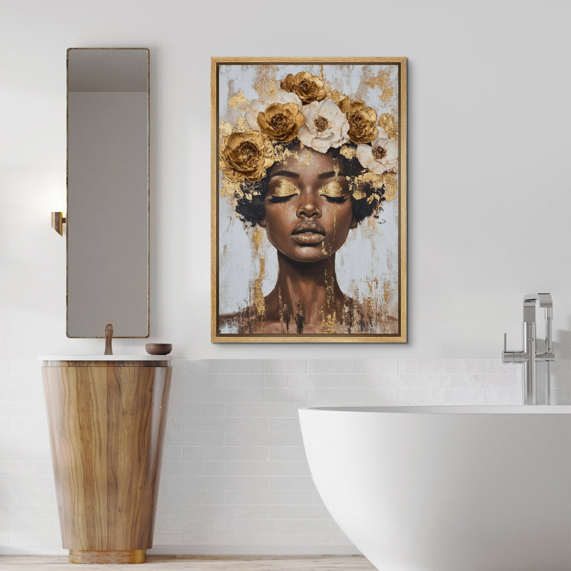 Elegance Gold Floral Garland Brown, H 36 po x l 24 po, Encadré naturel