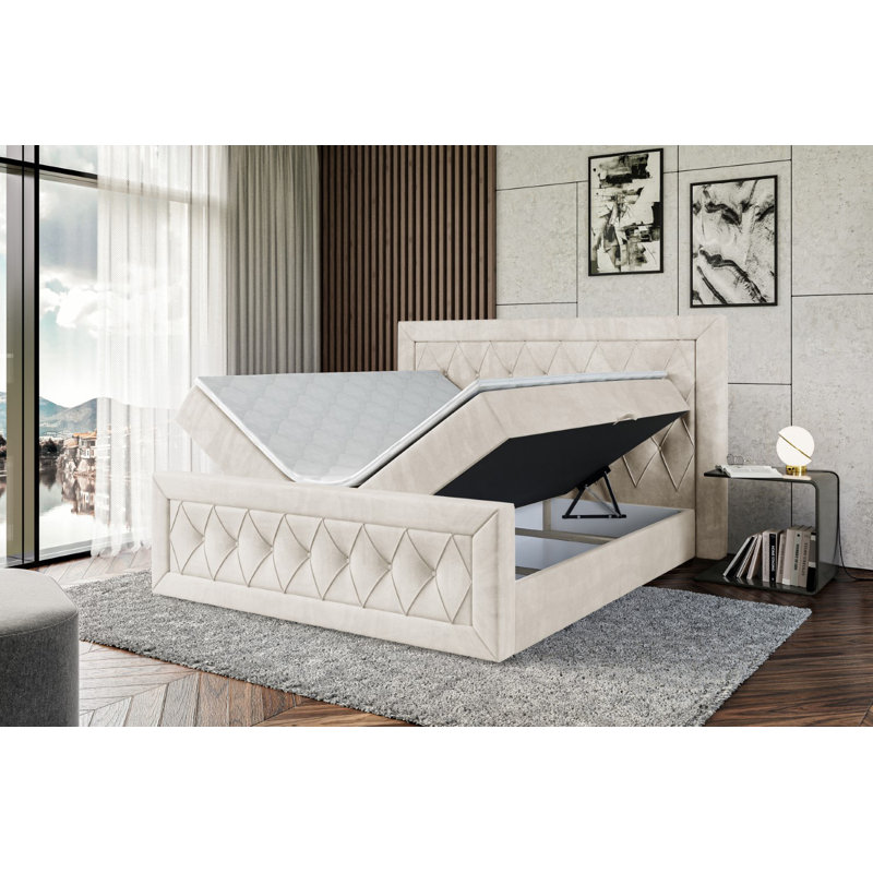 Bed, 120cm W x 200cm D, Beige cream
