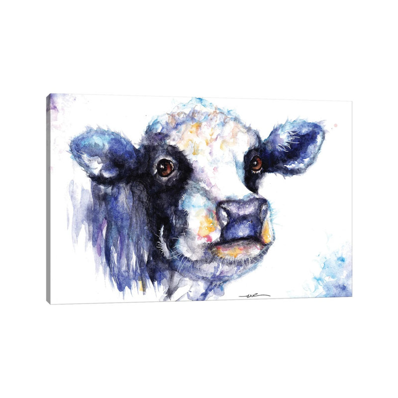 Black And White Cow by BebesArts - Wrapped Canvas Gallery-Wrapped Canvas Giclée, Wrapped Canvas, 12" H x 8" W