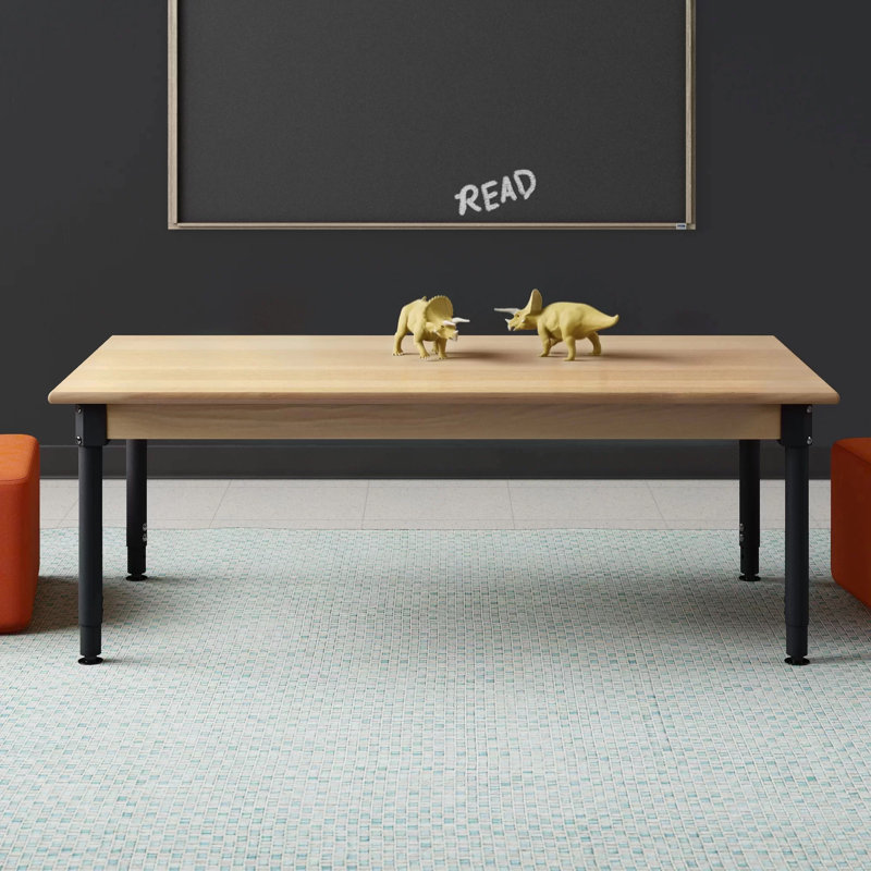 Table rectangulaire en bois franc à hauteur réglable, L 48 po x l 24 po, Non, 13 po à 18 po