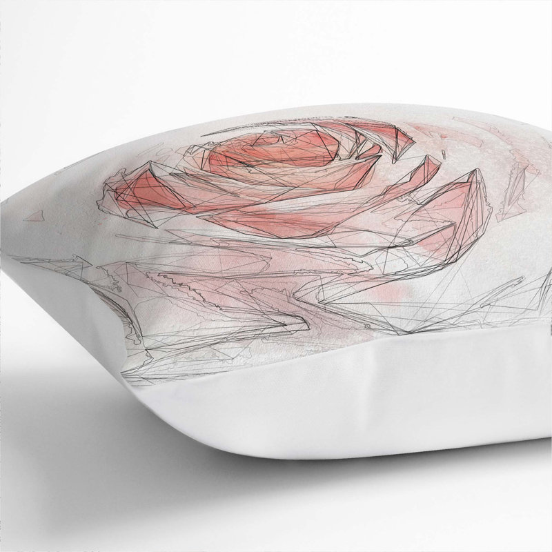 Abstract Square Throw Cushion, 55cm H x 55cm W x 20cm D, White