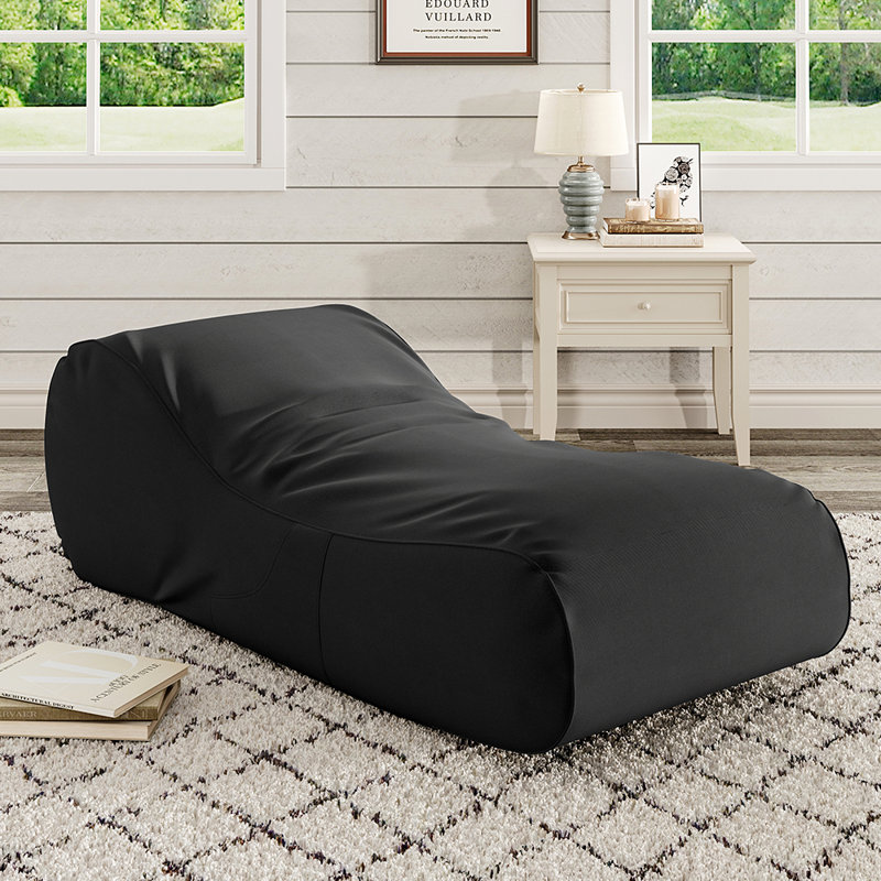 Polyester Refillable Bean Bag Lounger, Black, 65cm H x 180cm W x 80cm D
