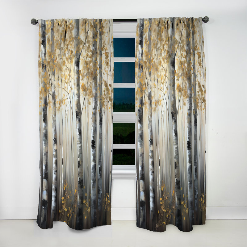 Birch Tree Forest Wonderland V - Tree Room Darkening Nature Curtain - 1 Panel, 52" W x 90" L