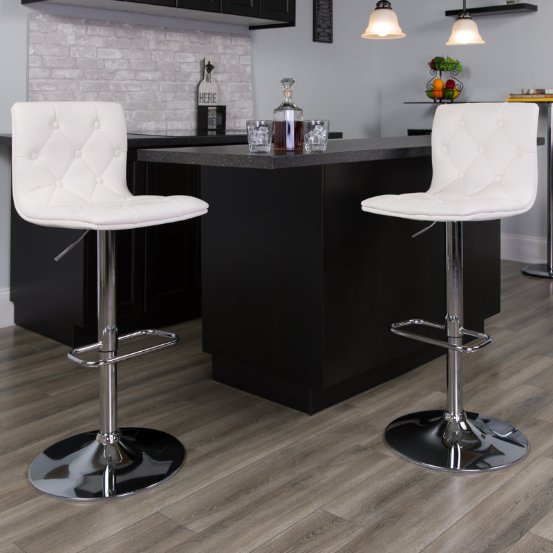 Tabouret de bar à hauteur ajustable Niven, Blanc