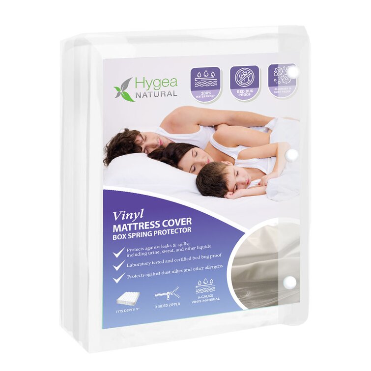 Waterproof Zippered Vinyl Mattress Cover None Allergenic Bed Bug Protector  - Full