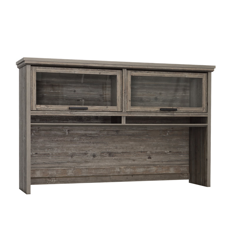 En brun avec 1 panneau de fabrication, les portes en verre trempé se replient et se verrouillent fermement, pour ranger des objets de bureau personnel, des moulures coulissantes à montage rapide simples, 42,65 po Profondeur, 15,46