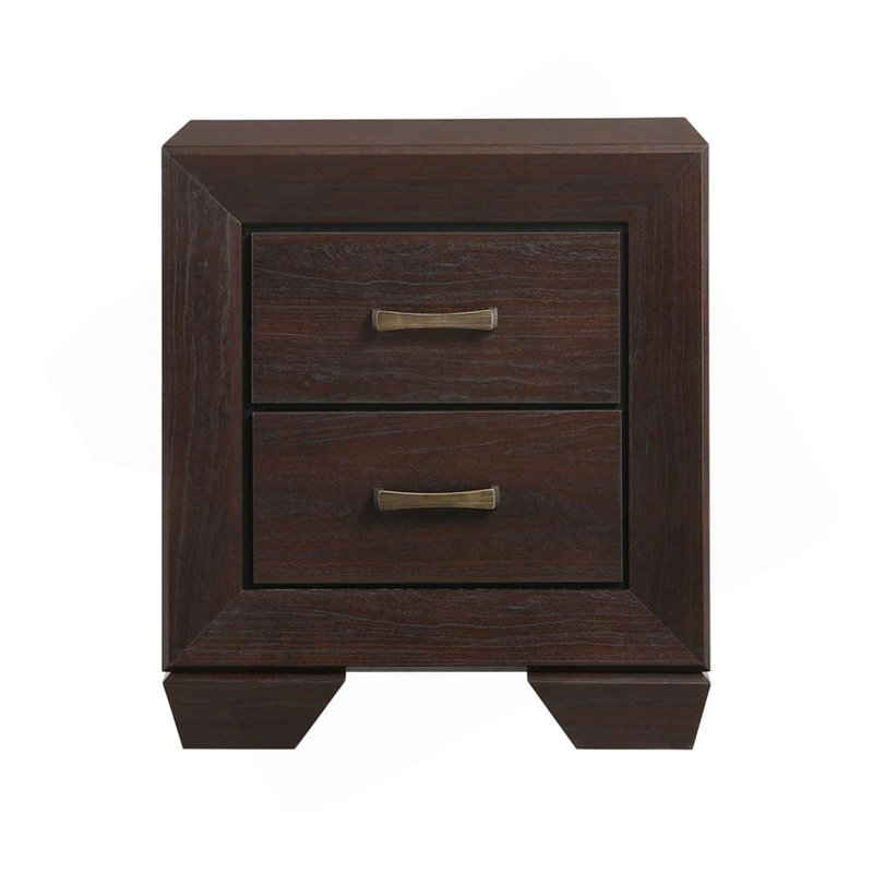 Table de chevet en MDF avec 2 tiroirs au fini cacao foncé
