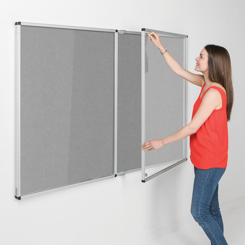 Wall Mounted Bulletin Board, Grey, 120cm H x 240cm W