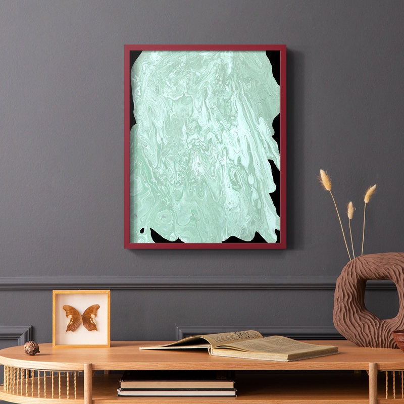 Reproduction encadrée bleu sarcelle Cascade II, H 10 po x l 8 po, Rouge